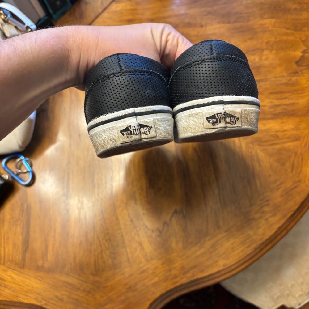 Size 10 black leather vans slip ons - Picture 2 of 5